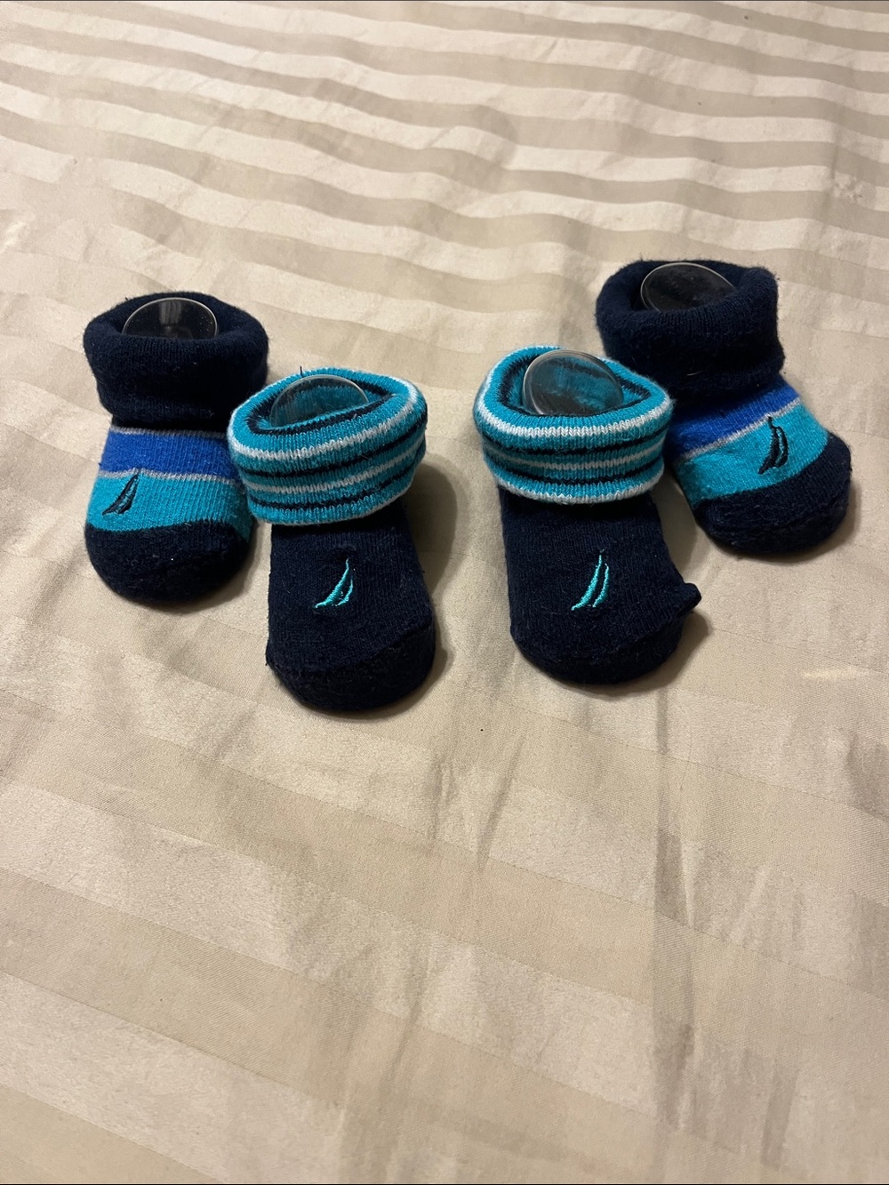 Nautica Baby Booties Navy & Teal - Pack of 4